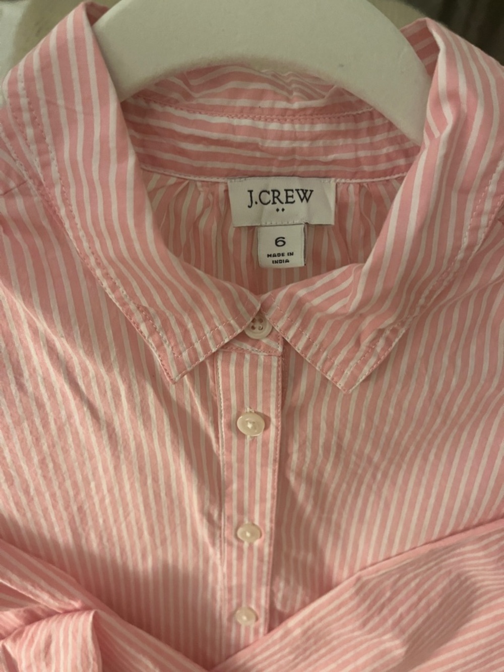 J. Crew Pink and White Striped Long Sleeve Dress